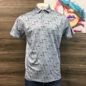 Barstool Golf Mens XL Blue All Over Print Polo Shirt‎ Short Sleeve Scottsdale